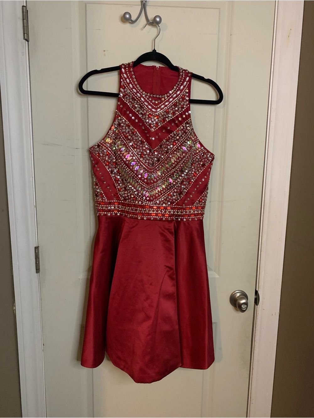 Women’s Burgundy Red Jewel-Embellished Special Occasion Party Dress size Small